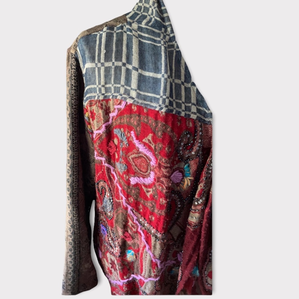 Soft Surroundings 100% Wool Patchwork Embroidered… - image 4